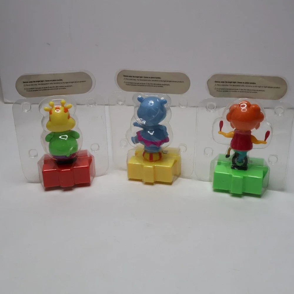 Lot of 3 Solar Circus Dancing Animals Giraffe Hippo Lion Dashboard Toys New‎ IOP